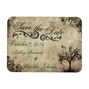 Vintage New Life Save-the-Date-Hochzeitsmagnet Magnet