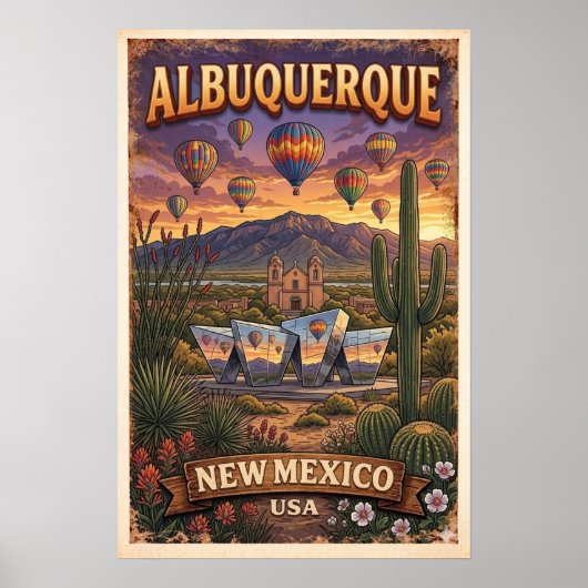 Vintage-New-Mexico-Ballonposter Poster (Vorne)