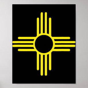 Vintage New Mexico Flagge Zia Sonne Retro abgenutz Poster