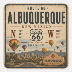 Vintage New Mexico Roadtrip Kunst Quadratischer Aufkleber