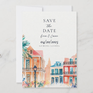 Vintage New Orleans Aquarell Save The Date Einladung