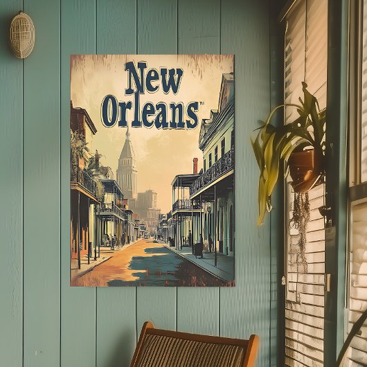 Vintage New Orleans, Louisiana Tramhaltestelle Poster