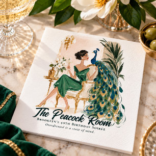 Vintage-New-Orleans-Pfauen-Cocktailparty Serviette