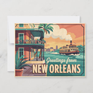 Vintage New Orleans Postkarte Grüße aus
