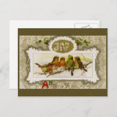 Vintage New Year Greeting Feiertagspostkarte (Vorne/Hinten)