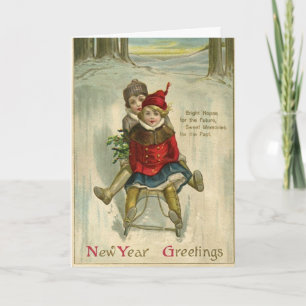 Vintage - New Year Greetings, Karte