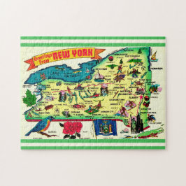 Vintage New York 11x14 Staatskarte Puzzle