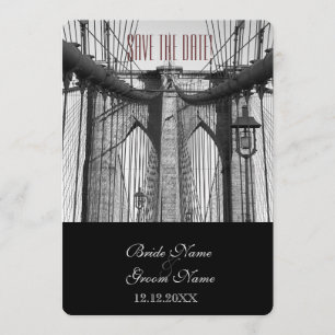 Vintage New York Brooklyn Bridge Save The Date