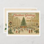Vintage New York Christmas Greeting Postkarte (Vorne/Hinten)