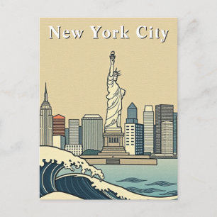 Vintage New York City Art Deco Wellen Reise Postkarte