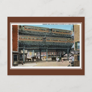 Vintage New York City Bowery Hochbahn Postkarte