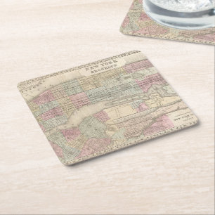 Vintage New York City Brooklyn Karte Rechteckiger Pappuntersetzer