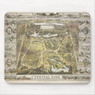 Vintage New York City Central Park Map, 1863 Mousepad
