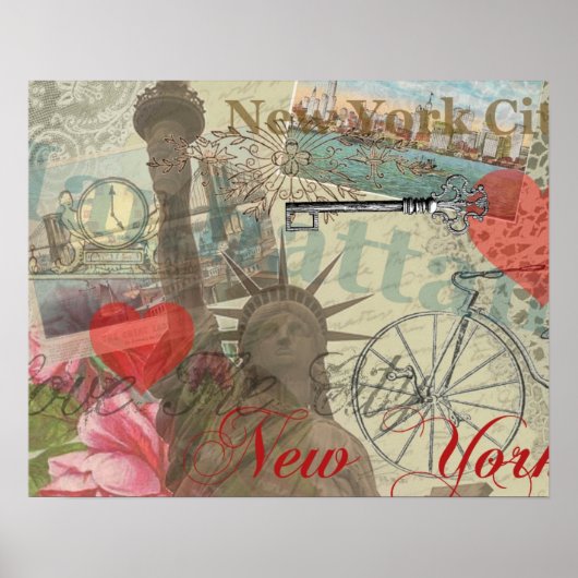 Vintage New York City Collage Poster (Vorne)