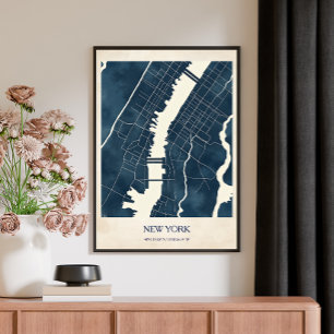 Vintage New York City Karte Reise Poster
