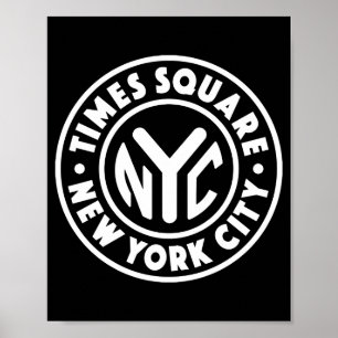 Vintage New York City Kreis Times Square Weiß Poster