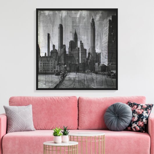 Vintage New York City Leinwanddruck (Insitu (Wohnzimmer))