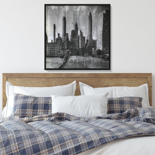 Vintage New York City Leinwanddruck (Insitu (Schlafzimmer))
