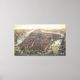 Vintage New York City, Manhattan, Brooklyn Bridge Leinwanddruck