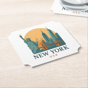 Vintage New York City Minimalist Reisegeschenk Untersetzer