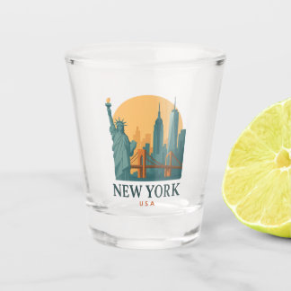 Vintage New York City Minimalist Travel Gift Schnapsglas