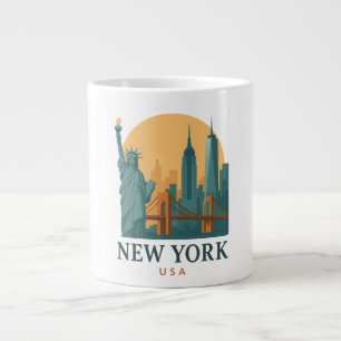Vintage New York City Minimalistische Reisekaffeet Jumbo-Tasse