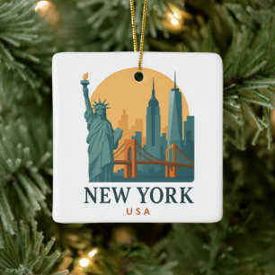 Vintage New York City – Minimalistisches Reise- Keramikornament