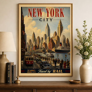 Vintage New York City NY Reiseplakat Poster