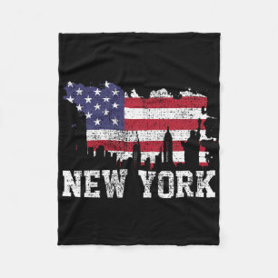 Vintage New York City Nyc-Skyline USA-Flagge Ameri Fleecedecke