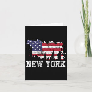 Vintage New York City Nyc-Skyline USA-Flagge Ameri Karte
