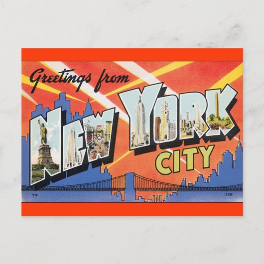 Vintage New York City Postkarte (Vorderseite)