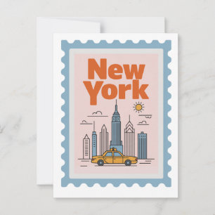 Vintage New York City Reise Minimalistische Skylin Postkarte