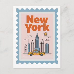 Vintage New York City Reise Minimalistische Skylin Postkarte