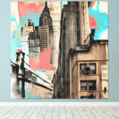 Vintage New York City Sketch Leinwanddruck (Insitu (Holzboden))
