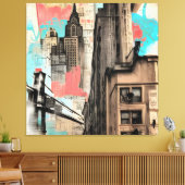 Vintage New York City Sketch Leinwanddruck (Insitu (Wohnzimmer))