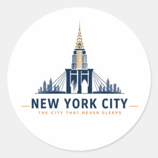 Vintage New York City Skyline Klassischer Rundaufk Runder Aufkleber