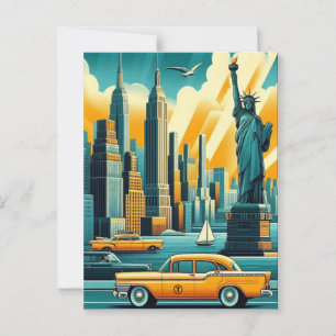Vintage New York City Skyline Postkarte