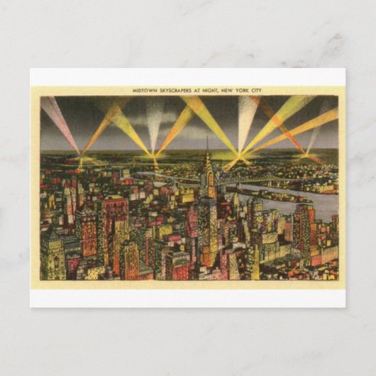 Vintage New York City Skyline Postkarte (Vorderseite)