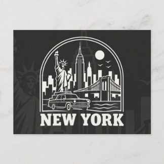 Vintage New York City Skyline | Retro-Reise Feiertagspostkarte