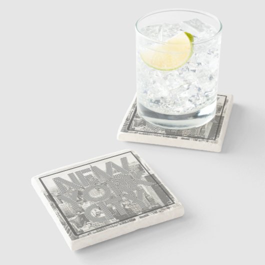 Vintage New York City Steinuntersetzer (Seitenansicht)