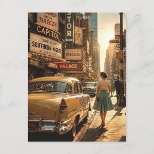Vintage New York City Straße 1950er Jahre Postkarte