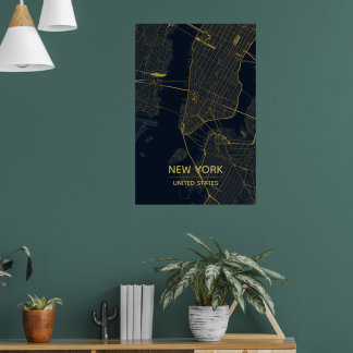 Vintage New York City Straßenkarte Kunst Druck | N Poster