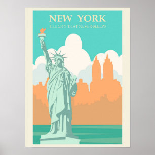Vintage-New-York-Dame-Liberty-Illustration-Reise Poster