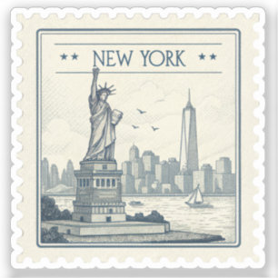 Vintage New York Freiheitsstatue Skyline Aufkleber