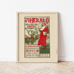 Vintage New York Herald Christmas Edition Poster<br><div class="desc">The New York Herald; XMAS Number (1896) | Diese Vintage Herald-Illustration aus dem Dezember 1896, entworfen von Louis Rhead, zeigt eine charmante Weihnachtszeit-Weihnachtszene mit dem Weihnachtsmann und seinen Rentieren. Das Kunstwerk spiegelt den Zauber der Urlaubssaison mit einem lebendigen, festlichen Design wider. Rheads detaillierte Ornamente, eine reiche Farbpalette und klassische Typografie...</div>