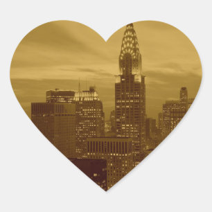 Vintage New York Manhattan Herz-Aufkleber