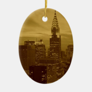 Vintage New York Manhattan Keramik Ornament