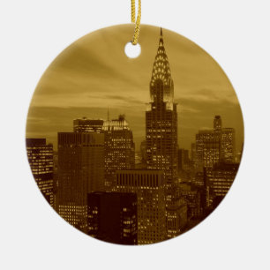 Vintage New York Manhattan Keramik Ornament