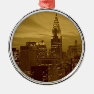 Vintage New York Manhattan Ornament Aus Metall