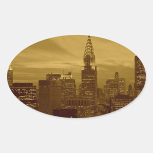 Vintage New York Manhattan Ovaler Aufkleber